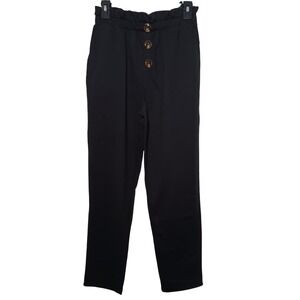 NWT Z Supply Black Paperbag Waist Button Detail Jogger Pants Size S High Waist